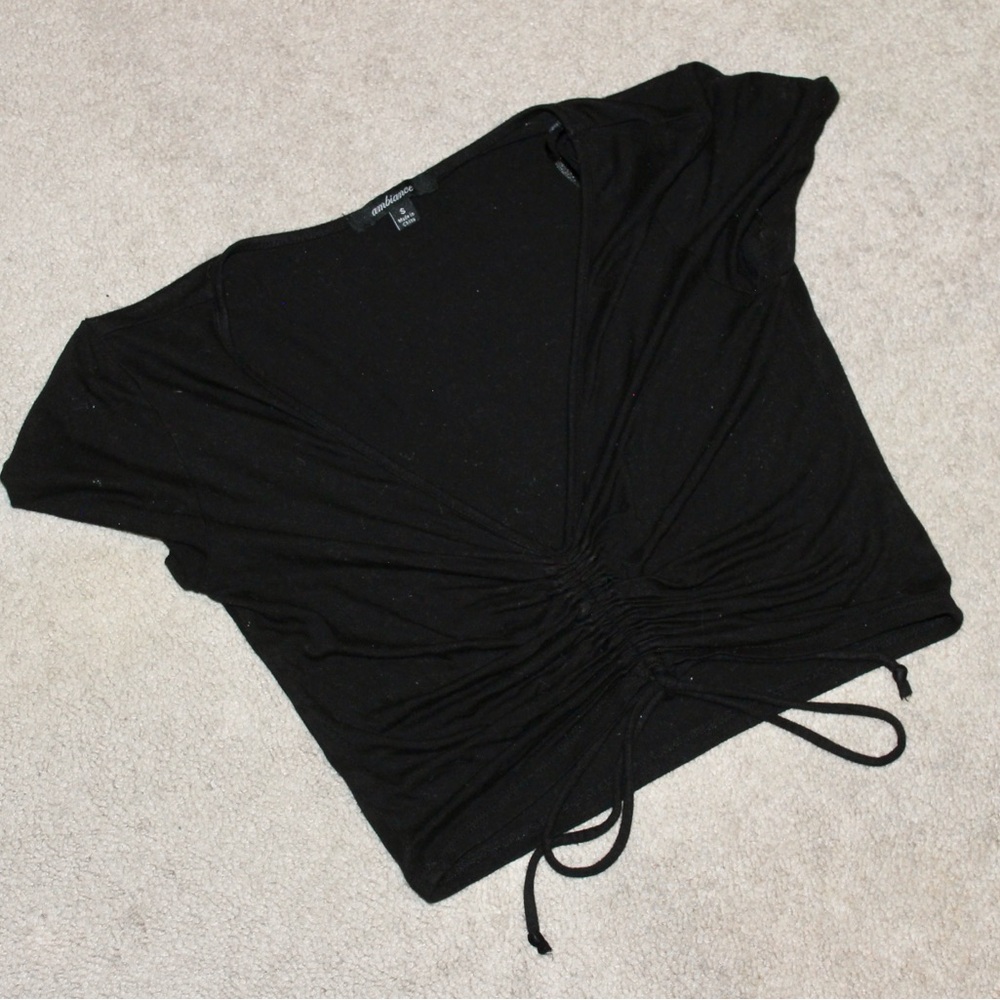 Ambiance Black Ruched Crop Top